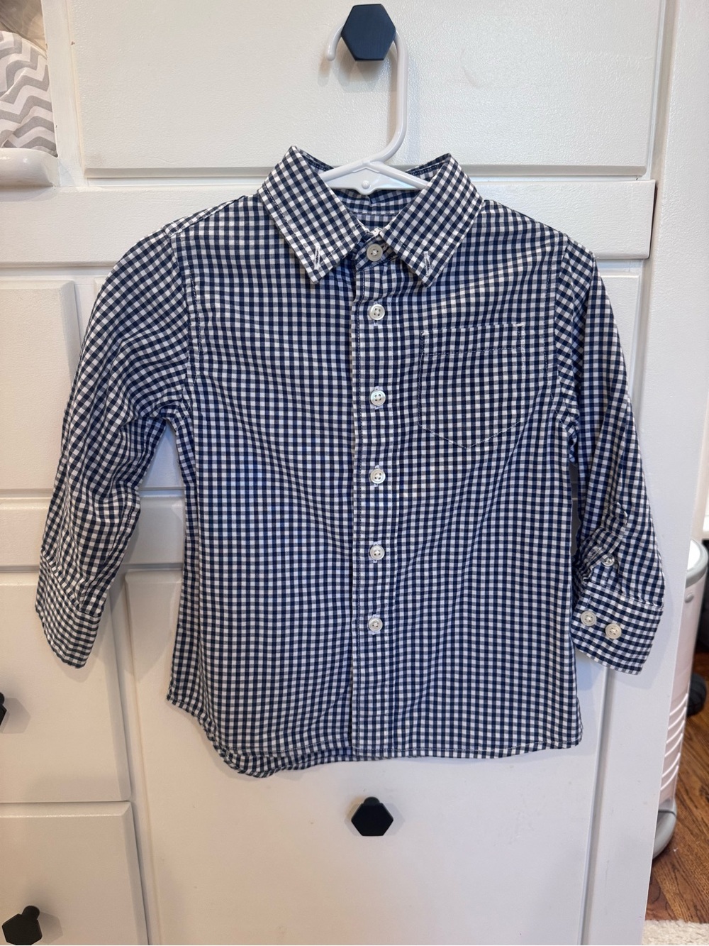 Crewcuts Navy and White Gingham Button-Down Shirt